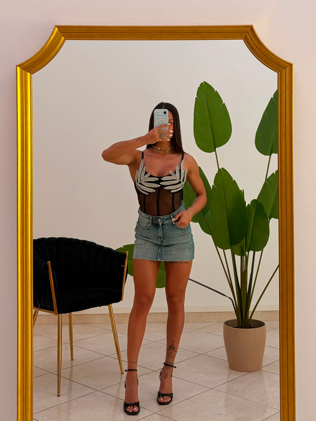 Mini Gonna Jeans Vita Alta