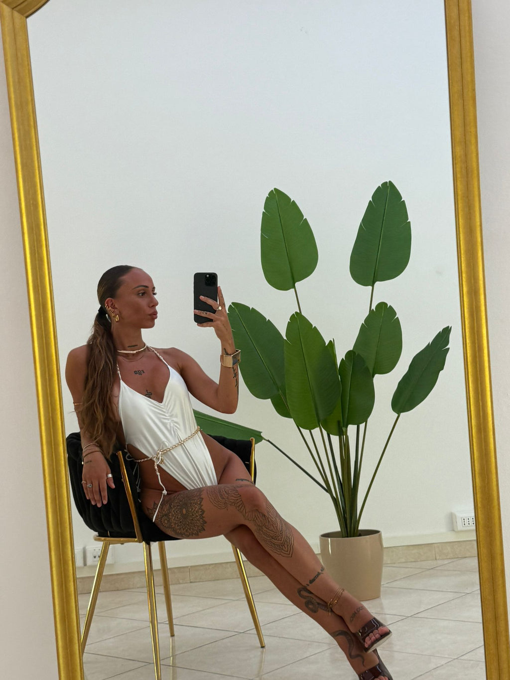 Costume Intero Bianco Scollo V