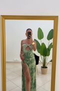 Abito verde tie-dye cut-out — alta qualità