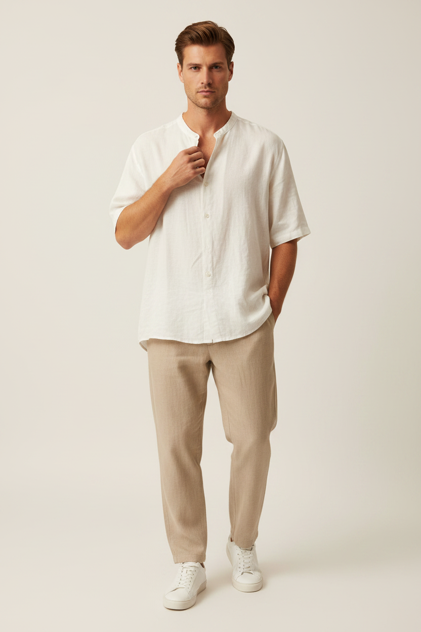 Camicia lino beige