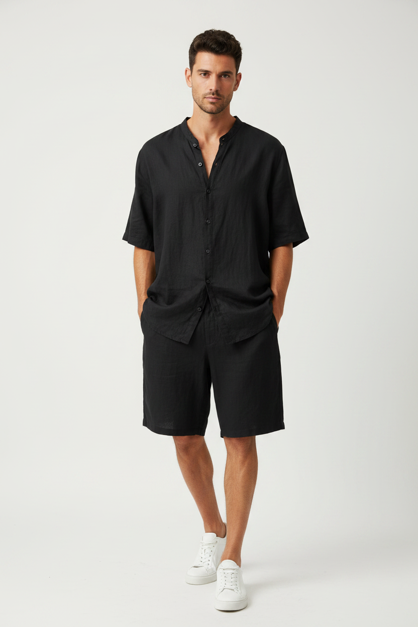 Camicia lino nera