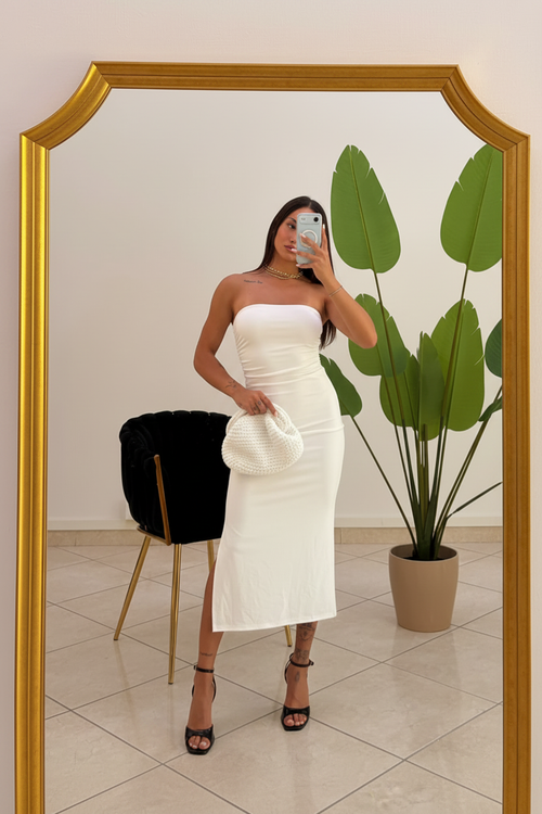 Abito midi bustier bianco White Silk Dream