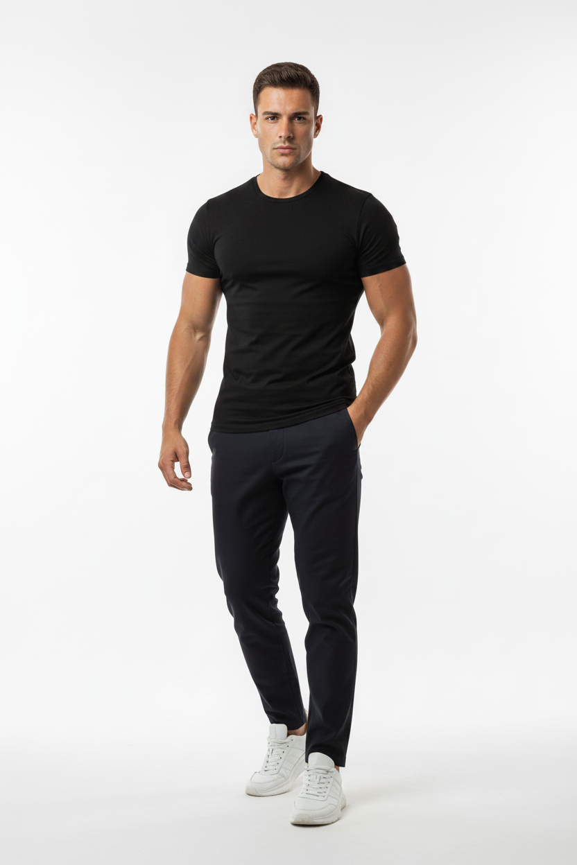 Maglia mezze maniche fit nera