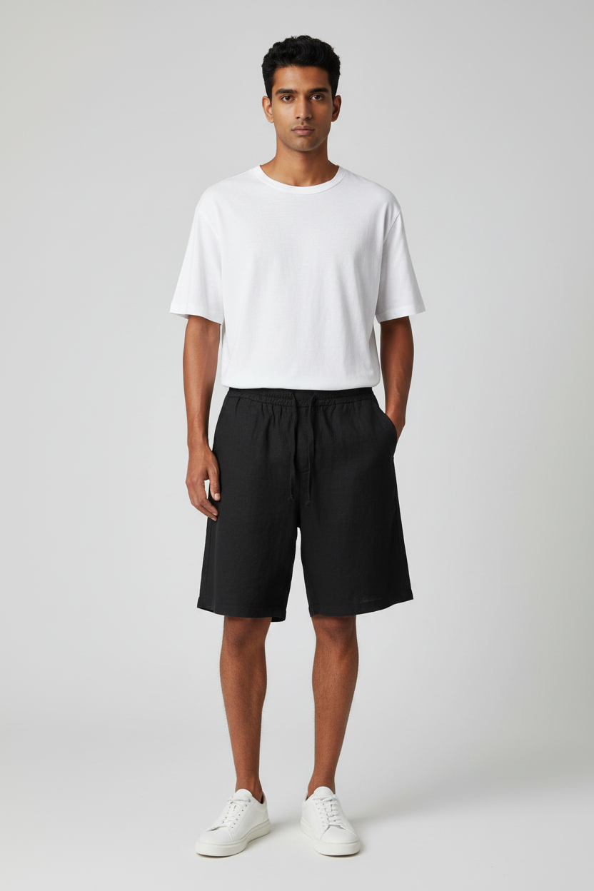 Pantaloncino lino nero